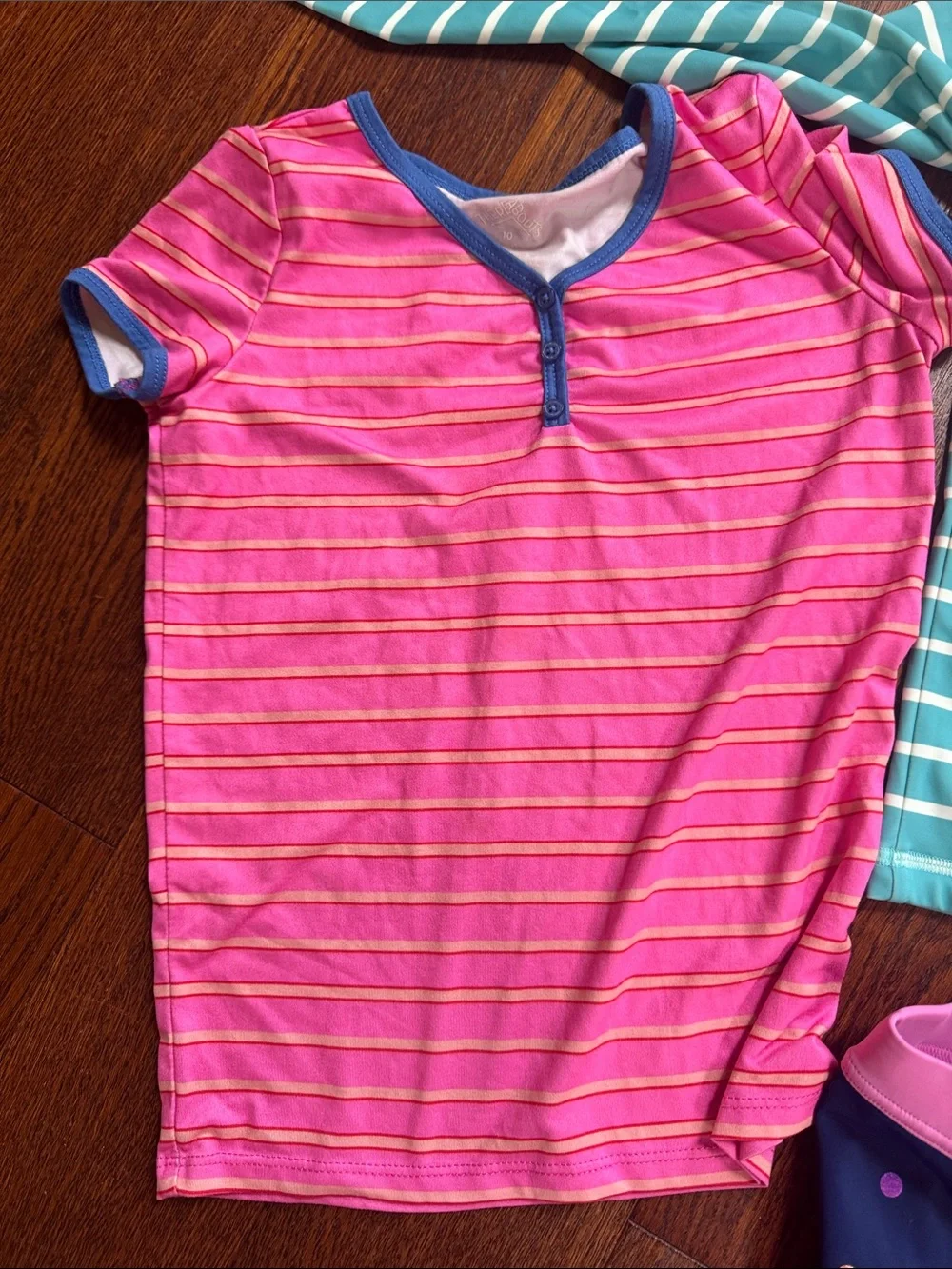 NWT Boden Kids Blue Striped Rash Guard with swimsuit
